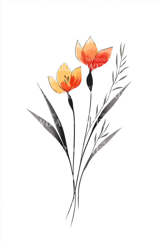 Ember Tulip Duo Tattoo Design