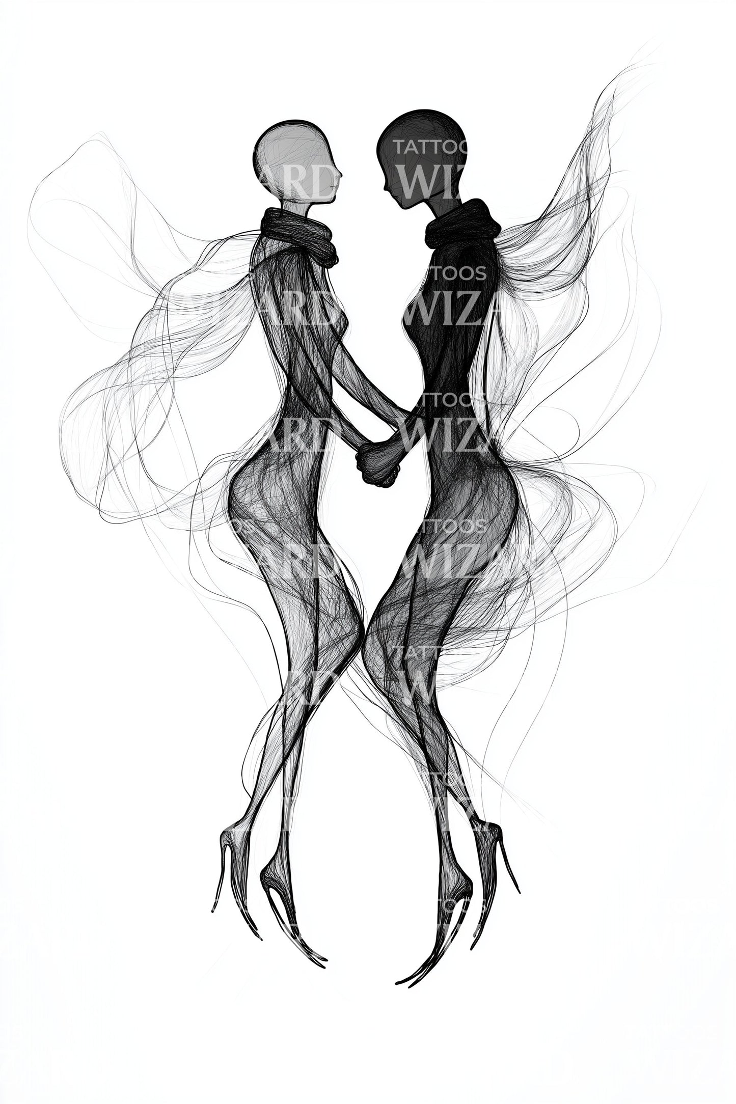 Embracing Winter Lovers Tattoo Design