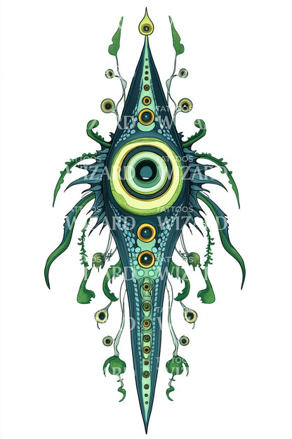 Emerald Eye Totem Tattoo Illustration