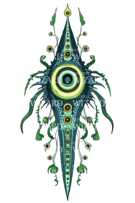 Emerald Eye Totem Tattoo Illustration