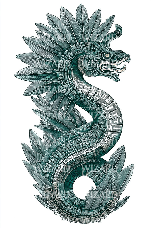 Design del tatuaggio Serpente Piumato di Smeraldo