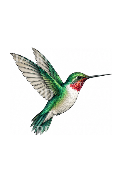 Ide tato burung kolibri zamrud bergaya sketsa