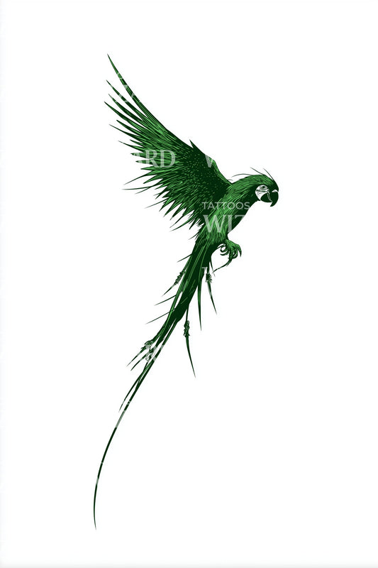 Desenho de Tatuagem de Papagaio da Ilha Esmeralda