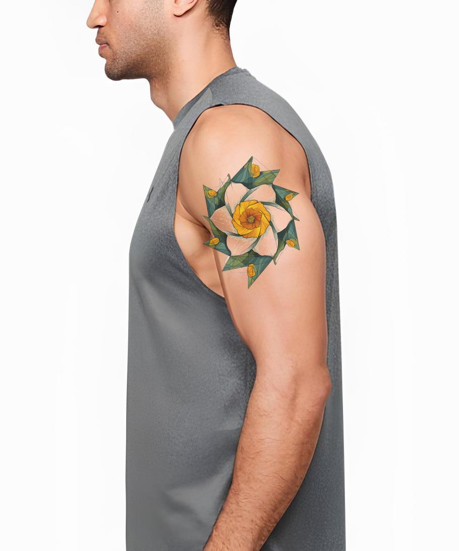 Emerald Spiral Daffodil Tattoo Design