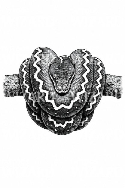 Tattoo-Design einer zusammengerollten Smaragdboa