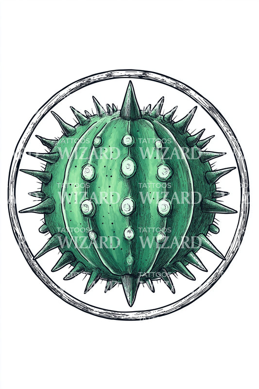 Emerald Urchin Sphere Tattoo Illustration