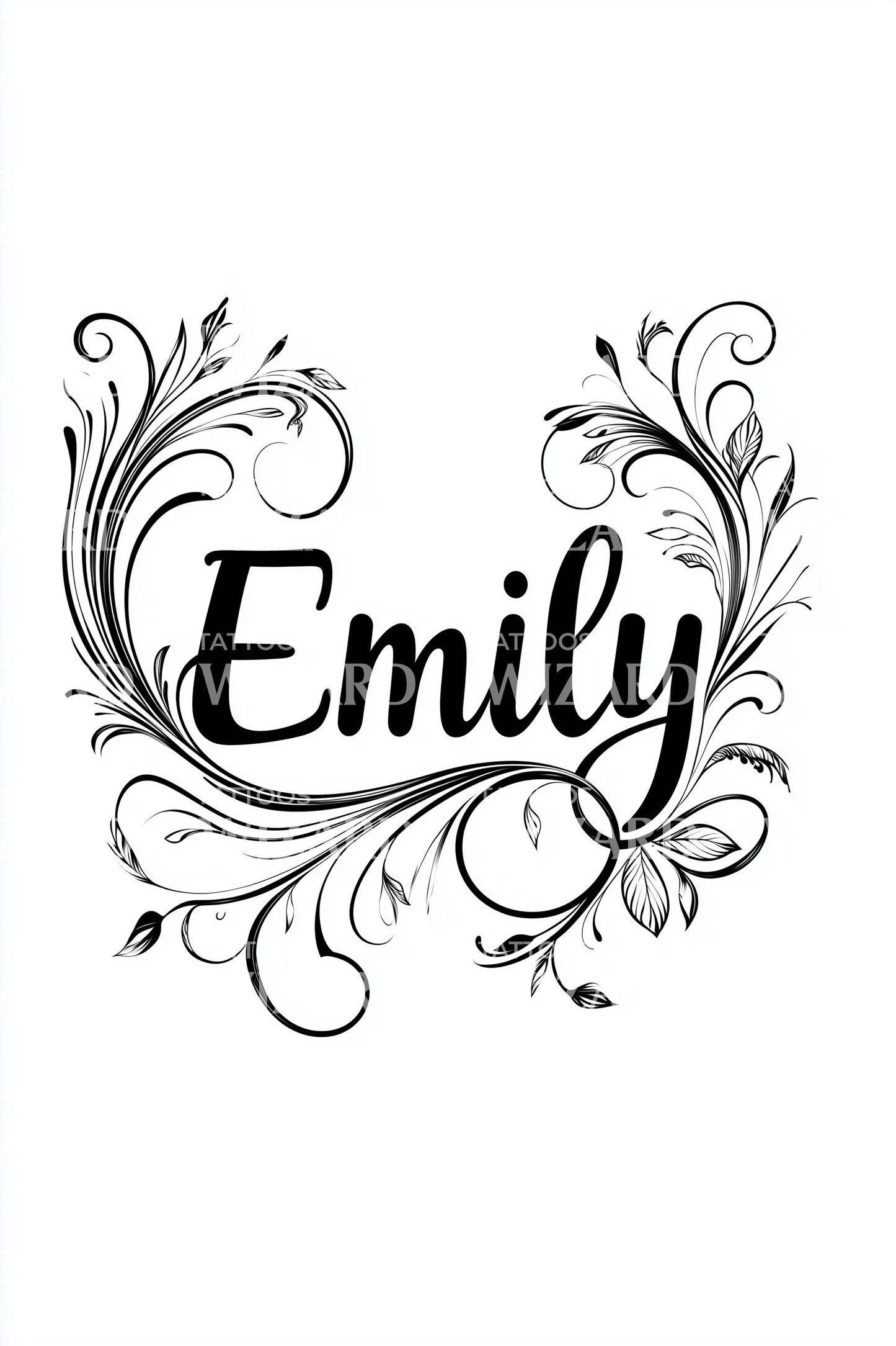 Emily Baroque Flourish Tattoo Illustration