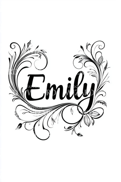 Emily Baroque Flourish Tattoo Illustration
