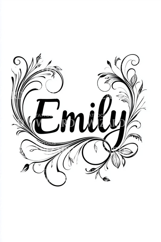Emily Baroque Flourish Tattoo Illustration