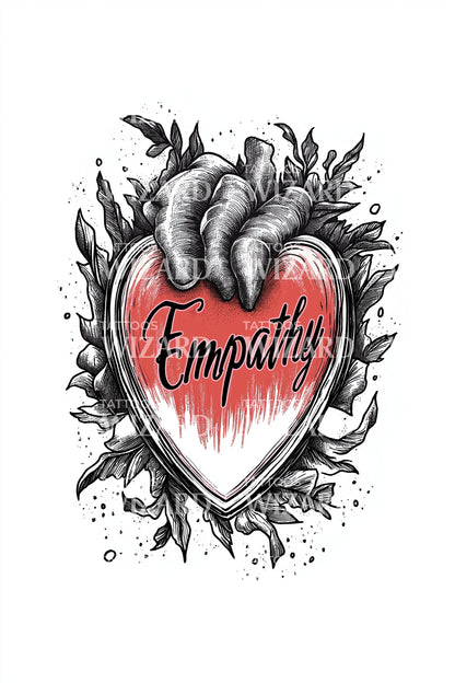 Empathy Sacred Heart Tattoo Design