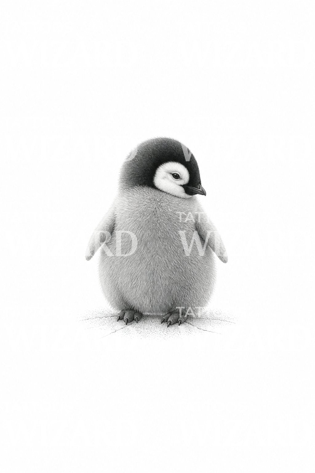 Emperor Penguin Chick Micro Realism Tattoo Idea