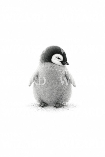 Emperor Penguin Chick Micro Realism Tattoo Idea
