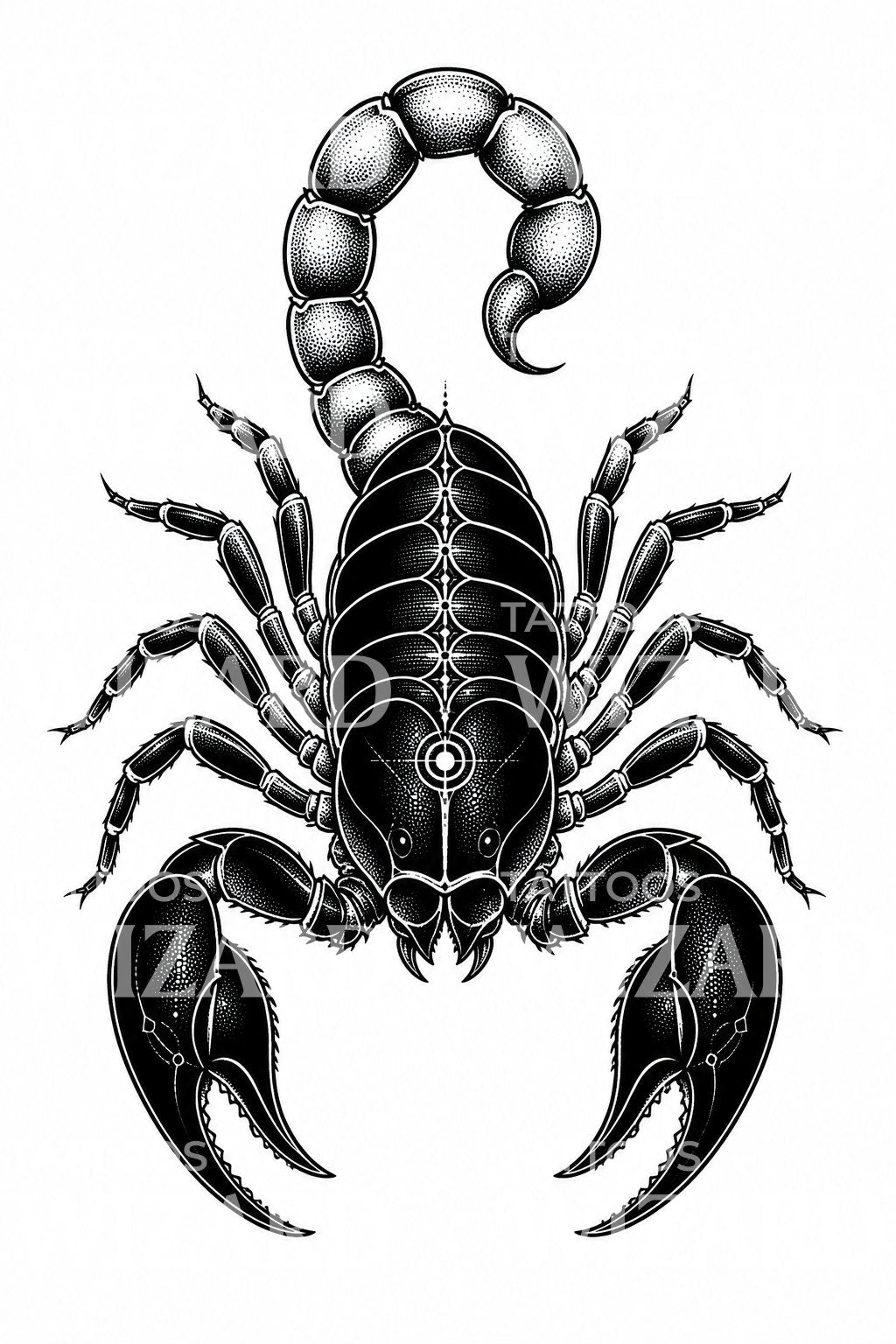 Design de tatuagem blackwork com escorpião-imperador
