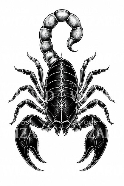 Design de tatuagem blackwork com escorpião-imperador