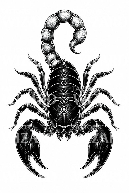 Design de tatuagem blackwork com escorpião-imperador