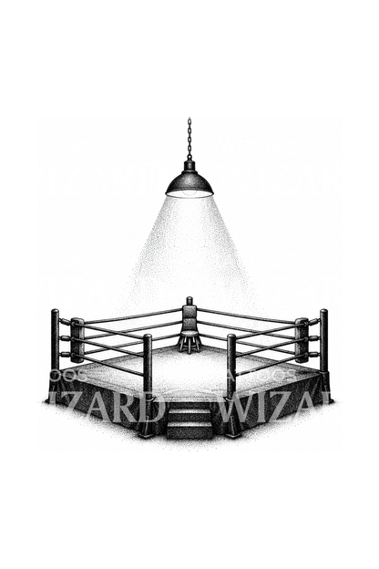Empty Boxing Ring Under Spotlight Tattoo Idea