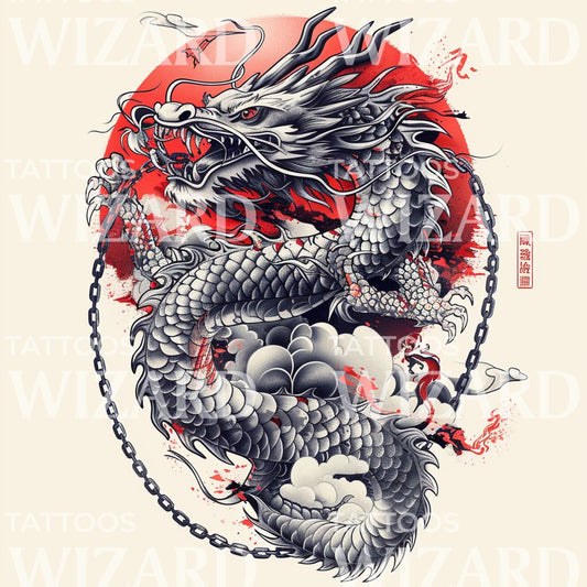 Enchained Dragon Tattoo Design