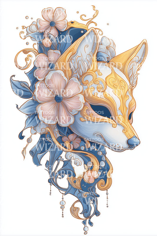 Enchanted Fox Mask Tattoo Design
