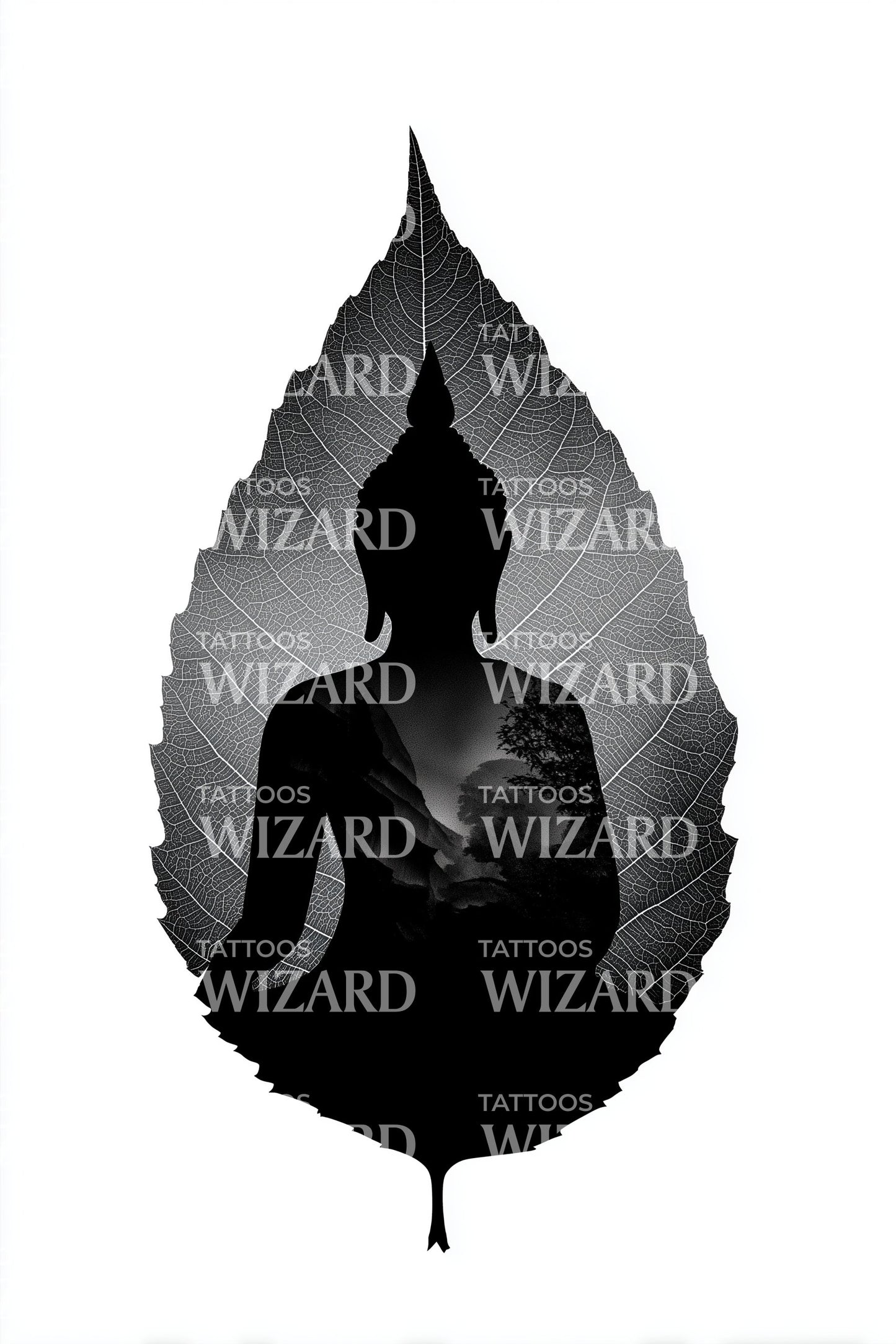 Opplyst Buddha Blad Tatoveringsdesign