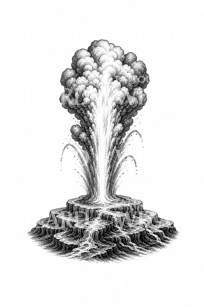 Erupting Geyser Hot Spring Tattoo Idea