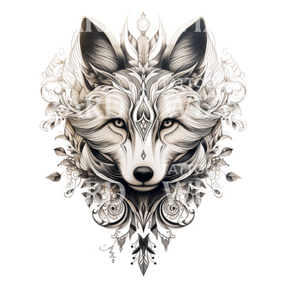 Black and Grey Fox Tattoo Design