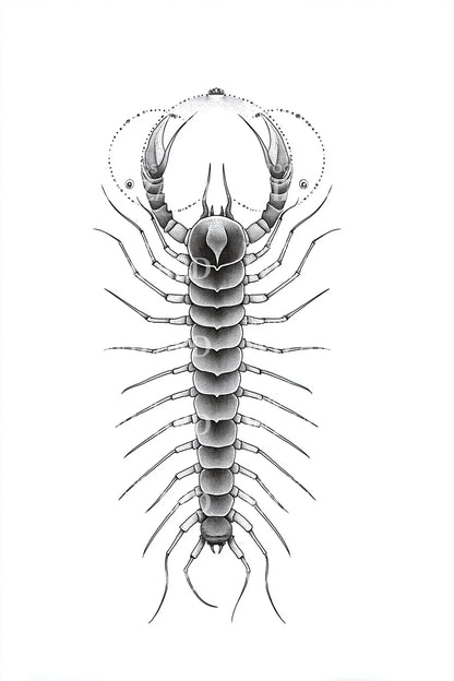 Etched Pincer Scorpion Tattoo Design