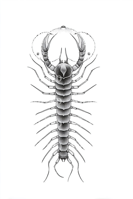Etched Pincer Scorpion Tattoo Design