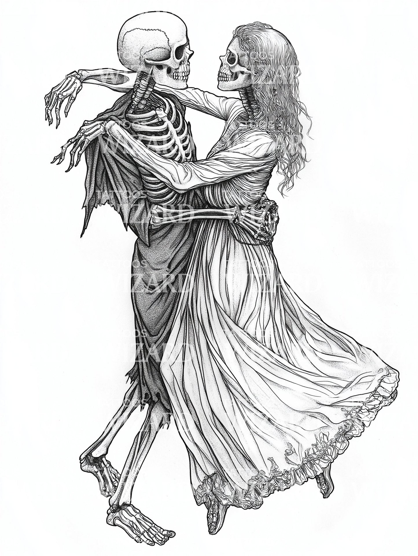 Eternal Love Dead Lovers Skeleton Dance Tattoo Idea