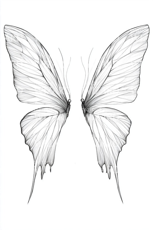 Ätherisches Schmetterlingsflügel Tattoo Design