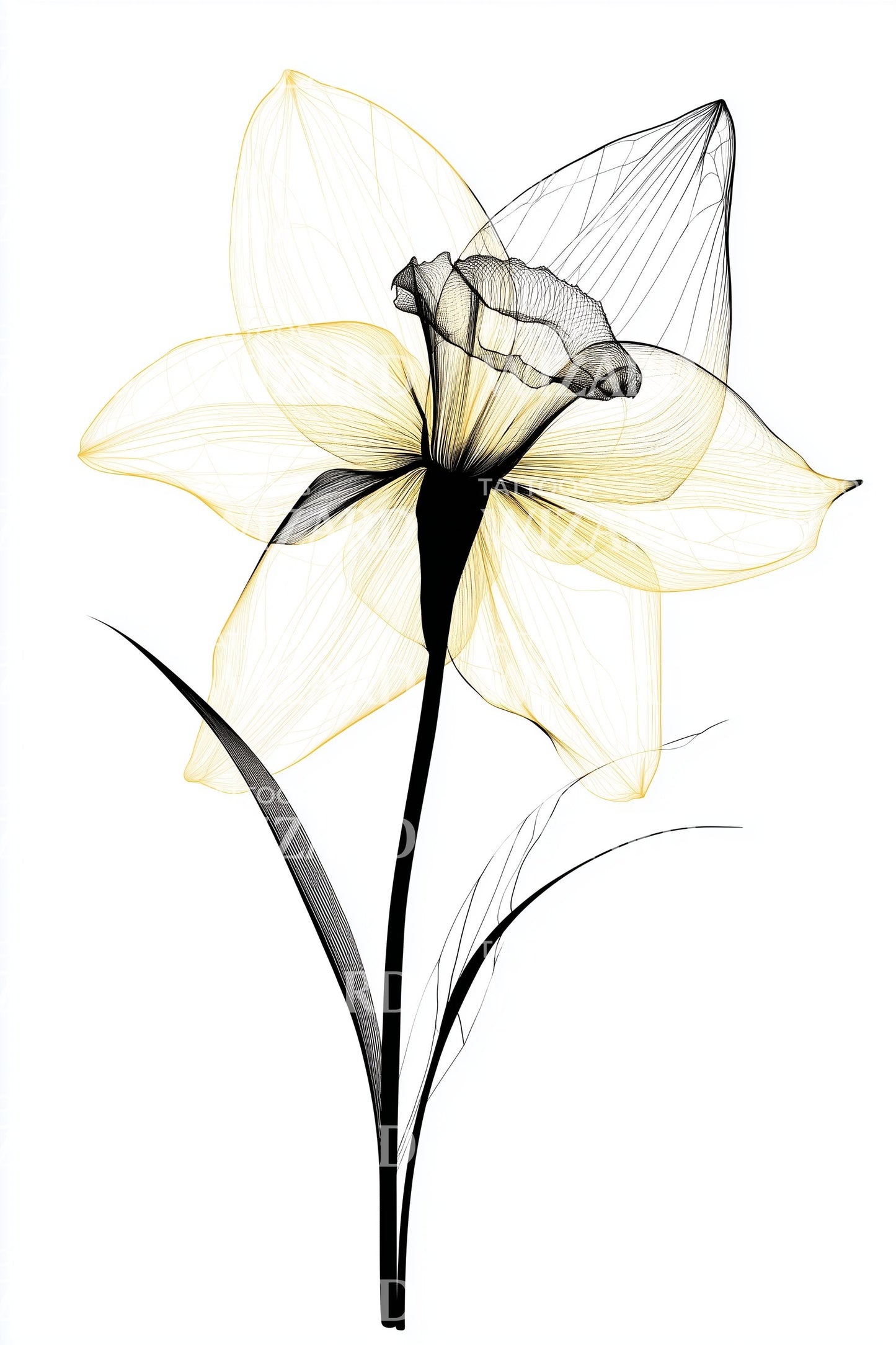 Ethereal Gold Lily Tattoo Design