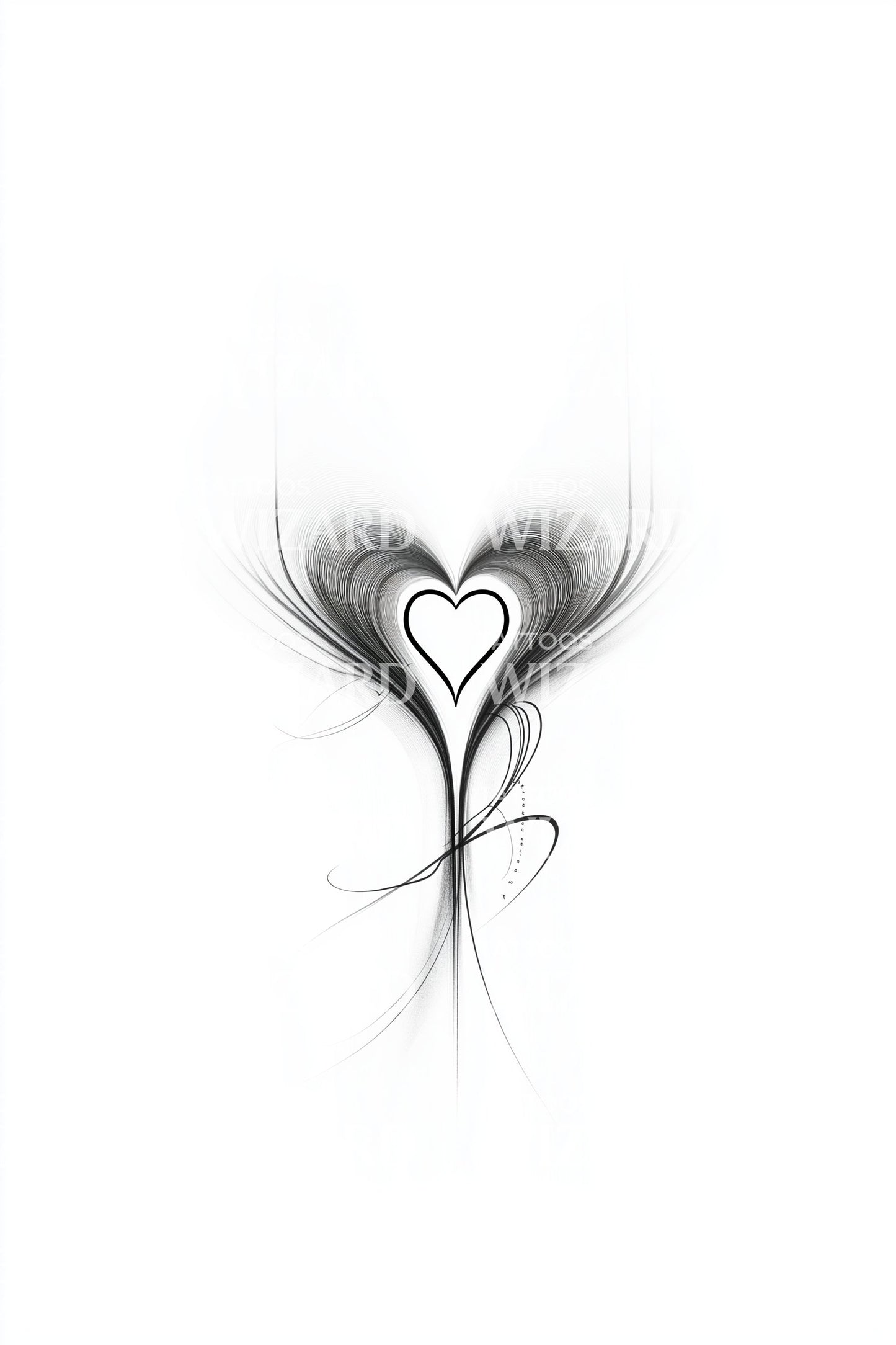 Diseño de tatuaje de llama de corazón etéreo