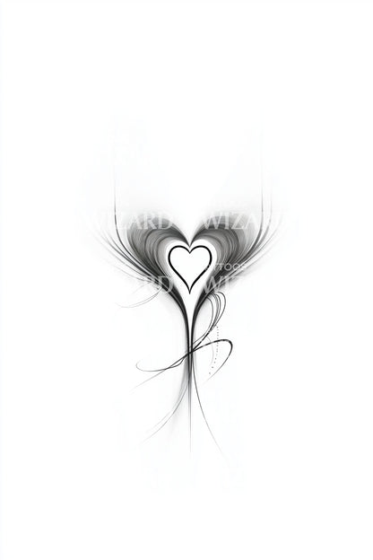 Ethereal Heart Flame Tattoo Design
