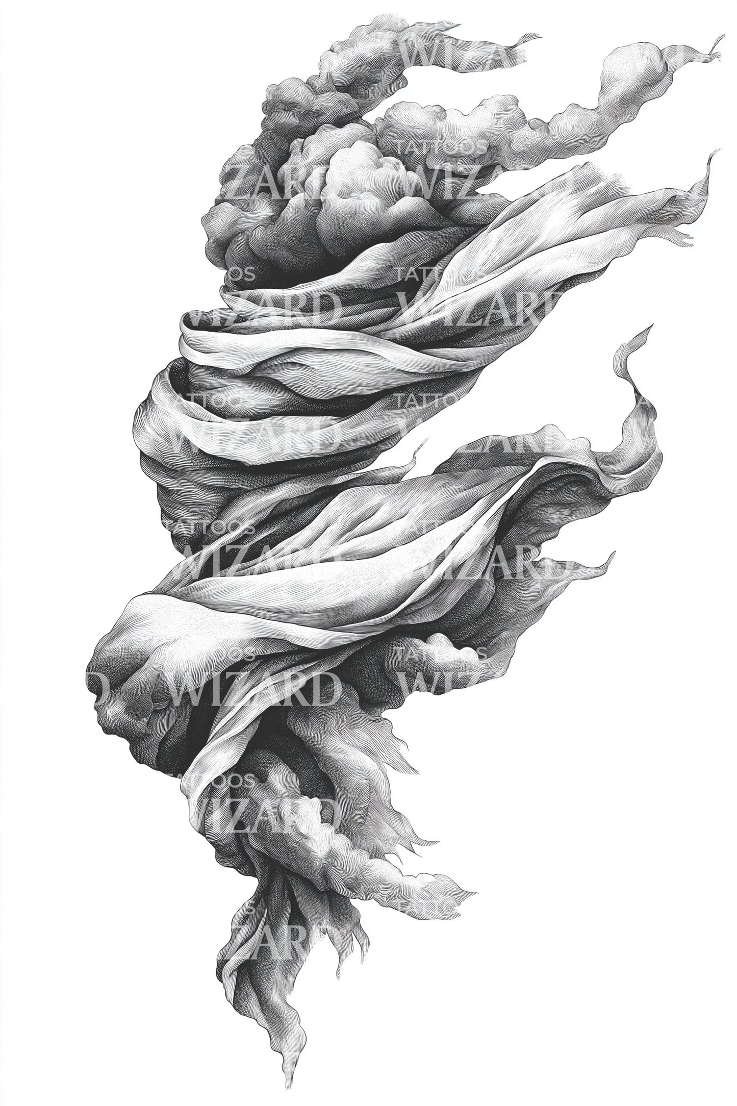 Ethereal Smoke Ribbon Tattoo Design