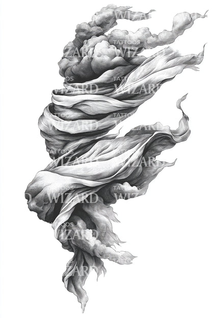 Ethereal Smoke Ribbon Tattoo Design