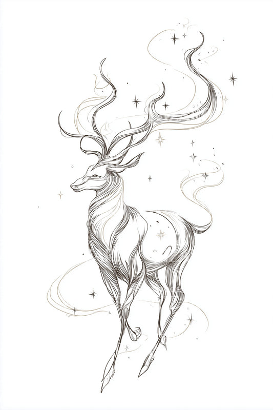 Ethereal Spirit Reindeer Tattoo Design