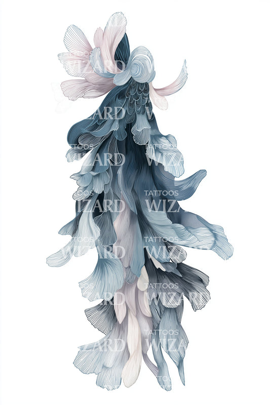 Ethereal Woman Feather Form Tattoo Idea