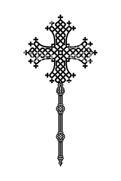 Diseño de tatuaje de cruz procesional etíope