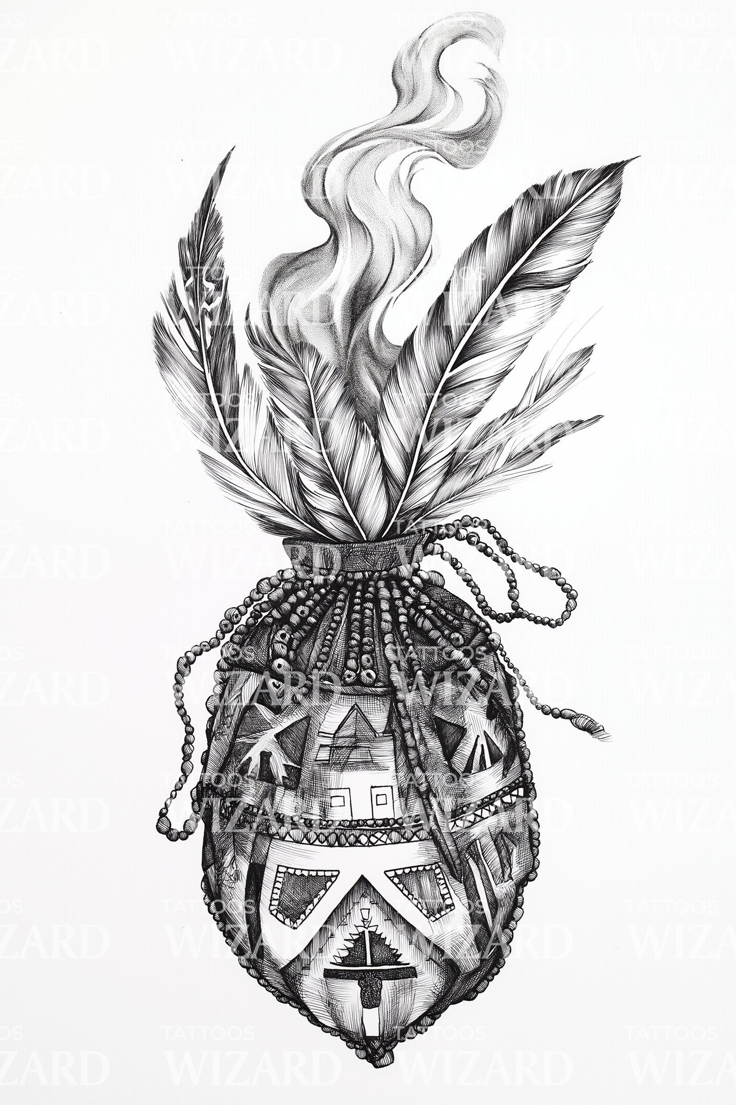 Ethnic Vessel Flame Tattoo Design