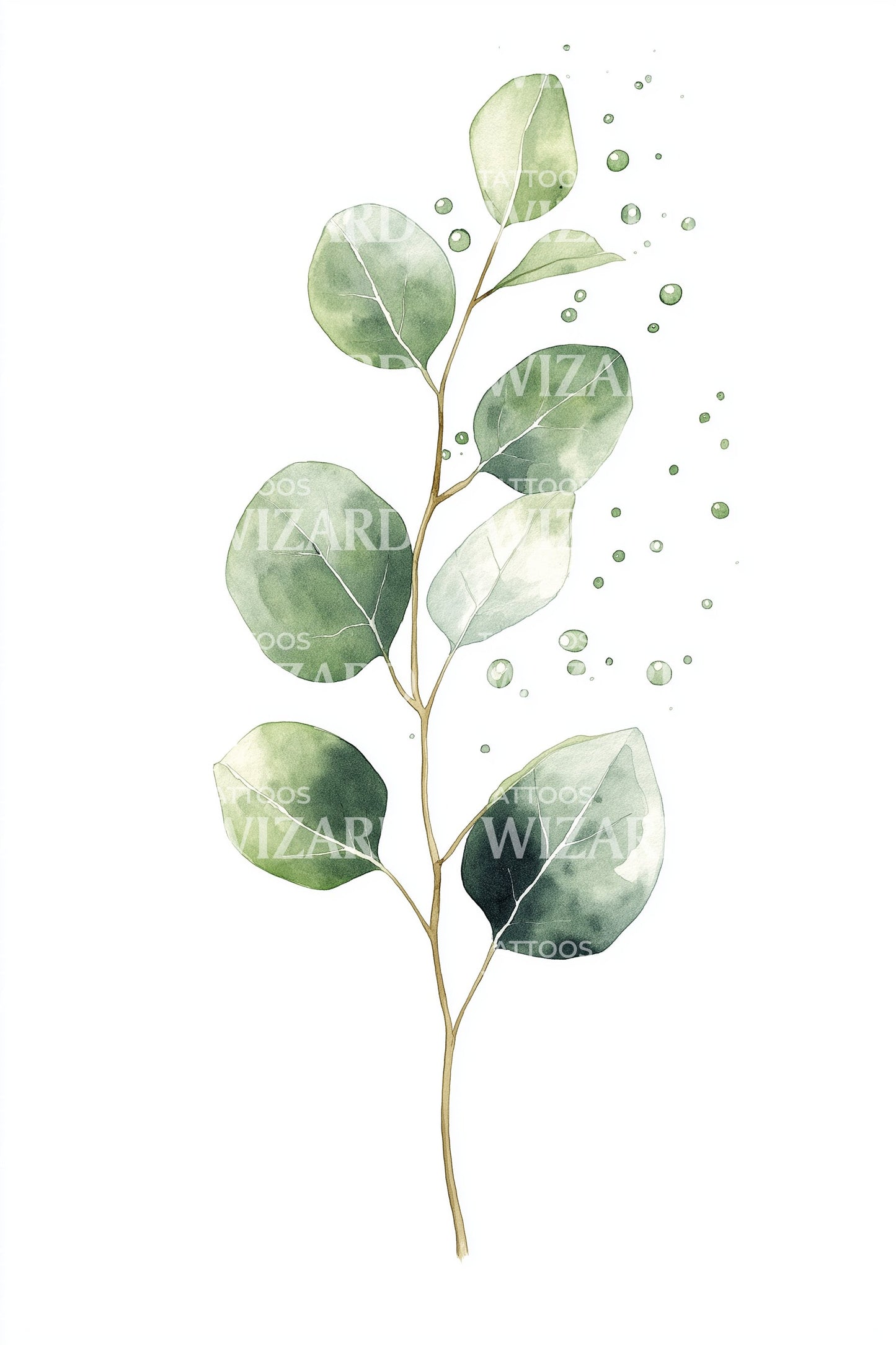 Eucalyptus Spray Botanical Tattoo Illustration