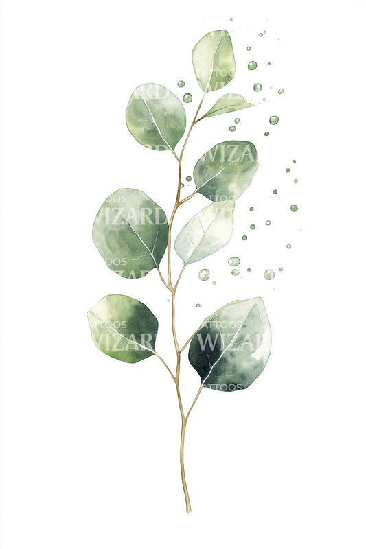 Eucalyptus Spray Botanical Tattoo Illustration