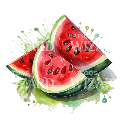 Watercolor Watermelon Tattoo Design