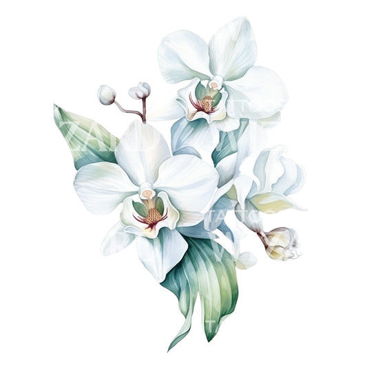 White Orchid Tattoo Design