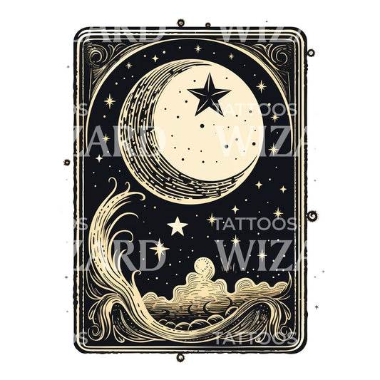 Tarot Card the Moon Tattoo Design