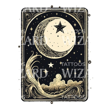Tarot Card the Moon Tattoo Design