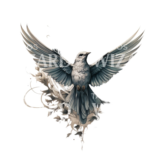 White Dove Spreading its Wings Tattoo Design