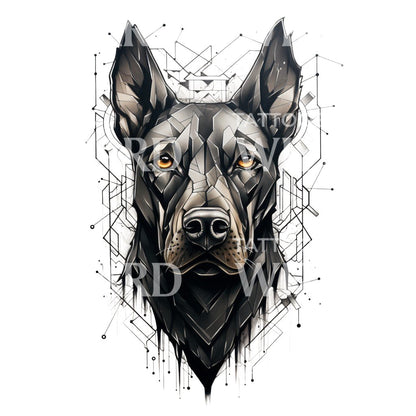 Dobermann Geometric Tattoo Design