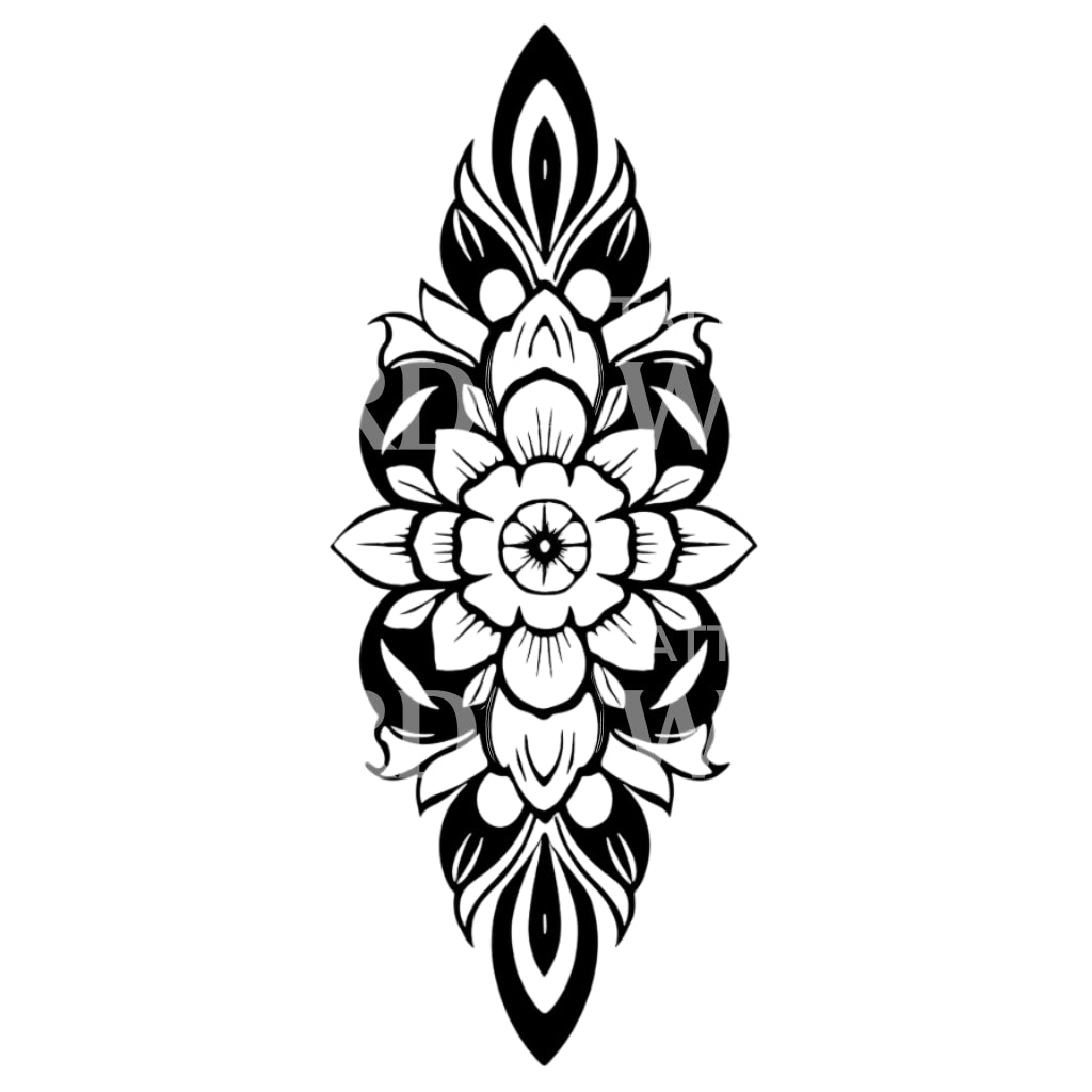 Conception de tatouage de fleurs traditionnelles ornementales