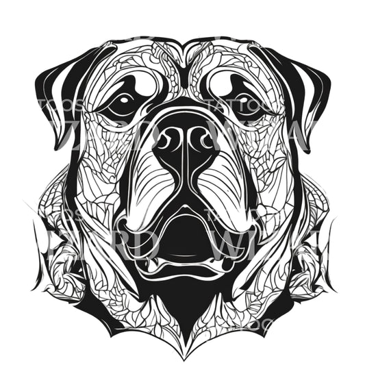 Rottweiler Hundekopf mit Muster Tattoo-Design