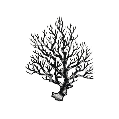 Minimalist Coral Engraving Tattoo Design