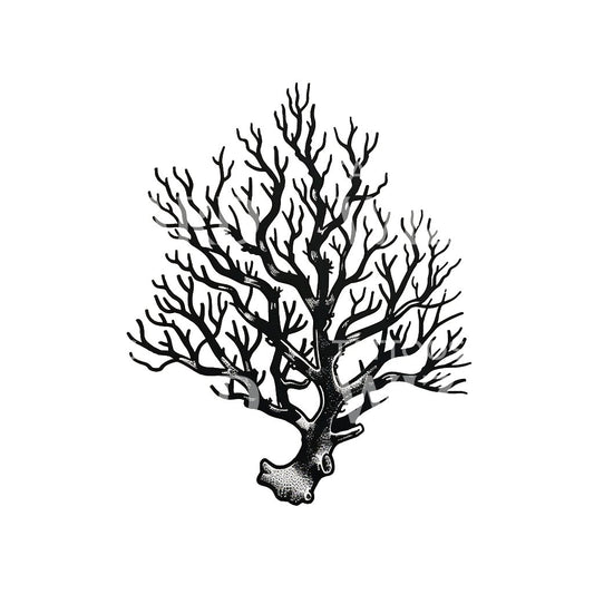 Conception de tatouage de gravure de corail minimaliste